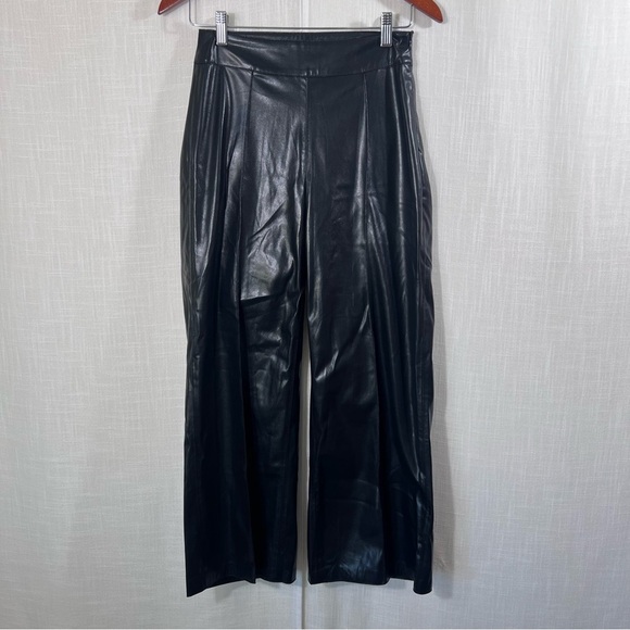 Another Love NWT Sparkle Pant Faux Leather Wide Leg Ankle Trouser Size 2 - Picture 2 of 15
